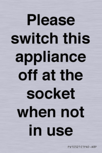 Please switch this appliance off at the socket when not in use